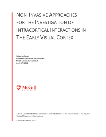 Non-Invasive approaches to the investigation of intracortical interactions in the early visual cortex thumbnail