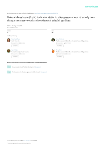 Natural abundance (δ15N) indicates shifts in nitrogen relations of woody taxa along a savanna-woodland continental rainfall gradient thumbnail