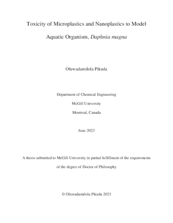 Toxicity of Microplastics and Nanoplastics to Model Aquatic Organism, Daphnia magna thumbnail