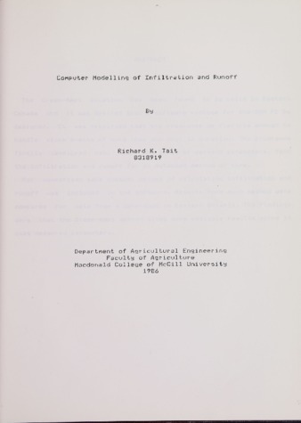 Computer Modelling of Infiltration and Runoff thumbnail