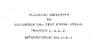Planning directive for December 1964 test firing series Project HARP thumbnail
