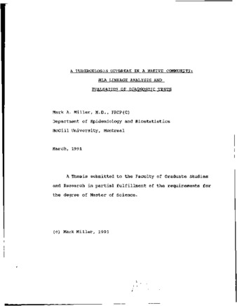 A tuberculosis outbreak in a native community : HLA linkage analysis and evaluation of diagnostic tests thumbnail