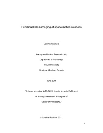 Functional brain imaging of space motion sickness thumbnail