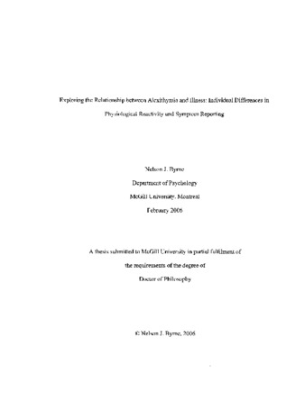 Exploring the relationship between alexithymia and illness : individual differences in physiological reactivity and symptom reporting thumbnail