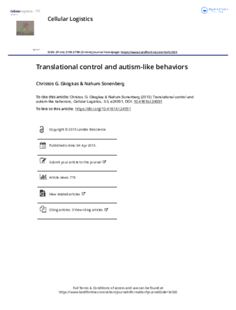 Translational control and autism-like behaviors thumbnail