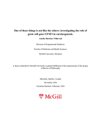 One of these things is not like the others: investigating the role of germ cell gene GTSF1 in carcinogenesis. thumbnail