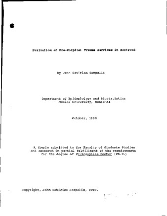 Evaluation of pre-hospital trauma services in Montreal thumbnail