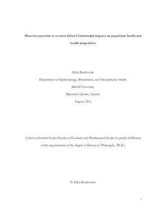 Mass incarceration or massive failure? Unintended impacts on population health and health inequalities thumbnail