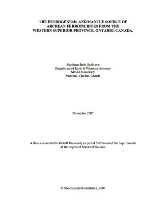 The petrogenesis and mantle source of Archean ferropicrites from the Western Superior Province, Ontario, Canada thumbnail