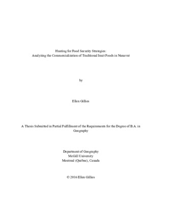 Hunting for Food Security Strategies: Analyzing the Commercialization of Traditional Inuit Foods in Nunavut thumbnail