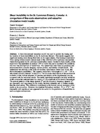 Shear instability in the St. Lawrence Estuary, Canada: A comparison of fine-scale observations and estuarine circulation model results thumbnail