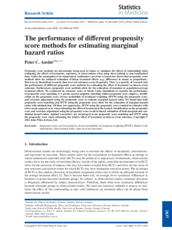 The performance of different propensity score methods for estimating marginal hazard ratios thumbnail