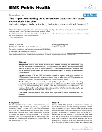 The impact of smoking on adherence to treatment for latent tuberculosis infection thumbnail