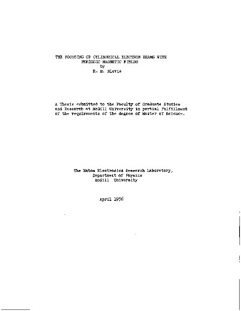 The focusing of cylindrical electron beams with periodic magnetic fields. thumbnail