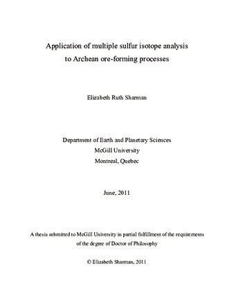 Application of multiple sulfur isotope analysis to Archean ore-forming processes thumbnail