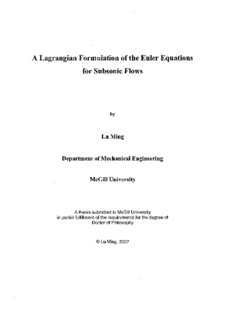 A Lagrangian formulation of the Euler equations for subsonic flows / thumbnail