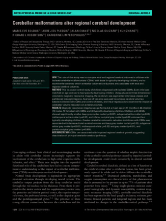 Cerebellar malformations alter regional cerebral development thumbnail