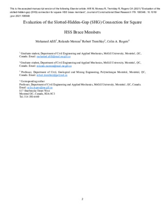 Evaluation of the slotted-hidden-gap (SHG) connection for square HSS brace members thumbnail