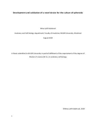 Development and validation of a novel device for the culture of spheroids thumbnail
