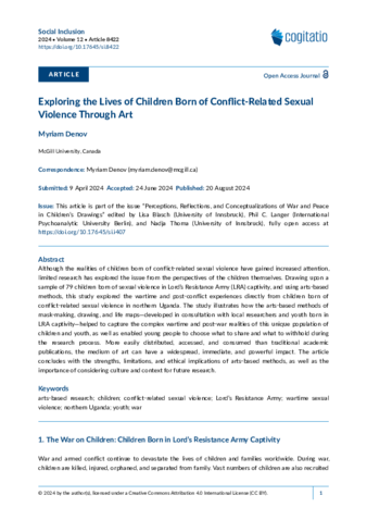 Exploring the Lives of Children Born of Conflict‐Related Sexual Violence Through Art thumbnail