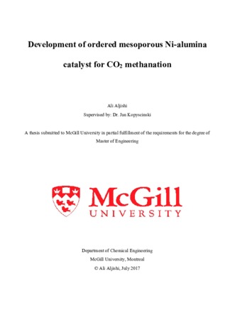 Development of ordered mesoporous nickel-alumina catalyst for carbon dioxide methanation thumbnail