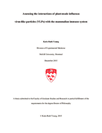 Assessing the interactions of plant-made influenza virus-like particles (VLPs) with the mammalian immune system thumbnail