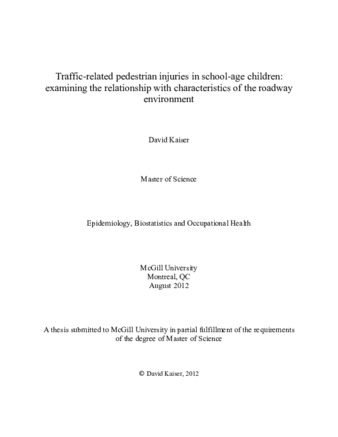 Traffic-related pedestrian injuries in school-age children: examining the relationship with characteristics of the roadway environment thumbnail