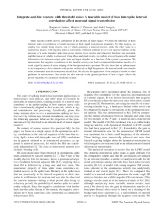 Integrate-and-fire neurons with threshold noise: A tractable model of how interspike interval correlations affect neuronal signal transmission thumbnail