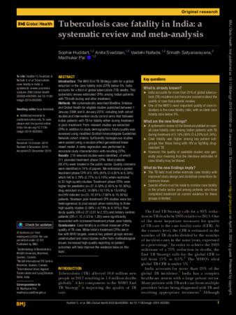 Tuberculosis case fatality in India: a systematic review and meta-analysis  thumbnail