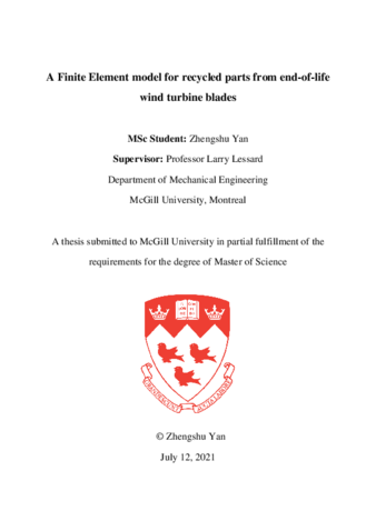 A Finite Element model for recycled parts from end-of-life wind turbine blades thumbnail