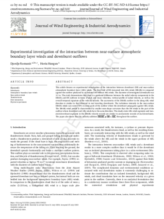 Experimental investigation of the interaction between near-surface atmospheric boundary layer winds and downburst outflows thumbnail