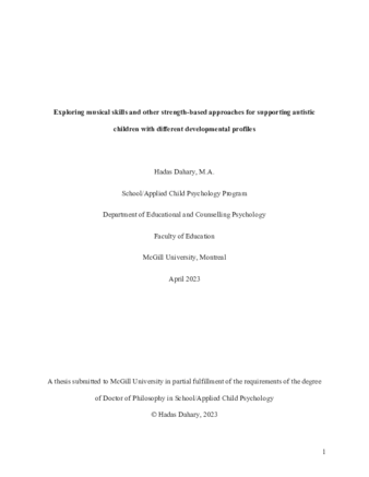 Exploring musical skills and other strength-based approaches for supporting autistic children with different developmental profiles thumbnail