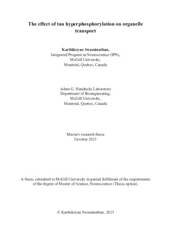 The effect of tau hyperphosphorylation on organelle transport thumbnail