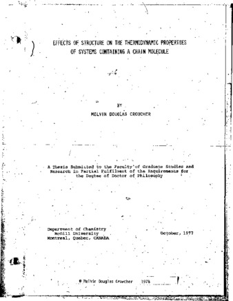 Effects of structure on the thermodynamic properties of systems containing a chain molecule thumbnail