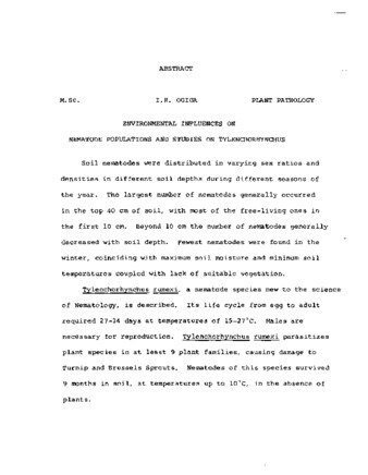 Environmental influences on nematode populations and studies on Tylenchorhynchus. thumbnail