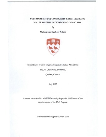 Sustainability of Community-Based Drinking Water Systems in Developing Countries thumbnail