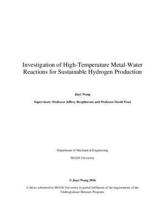 Investigation of High-Temperature Metal-Water Reactions for Sustainable Hydrogen Production thumbnail