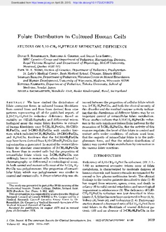 Folate distribution in cultured human cells: Studies on 5,10-CH2-H4PteGlu reductase deficiency thumbnail