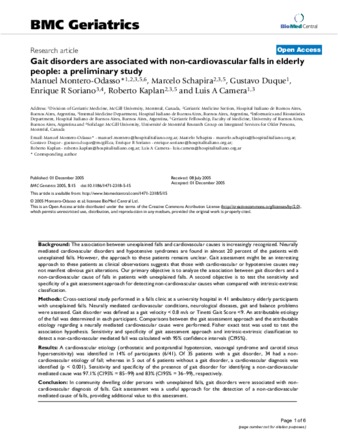 Gait disorders are associated with non-cardiovascular falls in elderly people: a preliminary study thumbnail