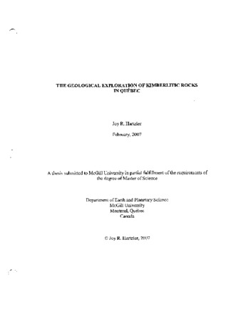 The geological exploration of kimberlitic rocks in Québec / thumbnail