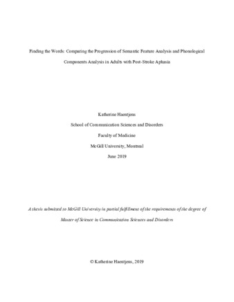Finding the words: comparing the progression of semantic feature analysis and phonological components analysis in adults with post-stroke aphasia thumbnail