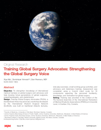 Training Global Surgery Advocates: Strengthening the Global Surgery Voice thumbnail