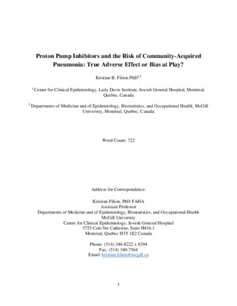 Proton Pump Inhibitors and the Risk of Community-Acquired Pneumonia: True Adverse Effect or Bias at Play? thumbnail