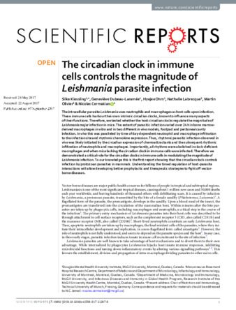 The circadian clock in immune cells controls the magnitude of Leishmania parasite infection thumbnail