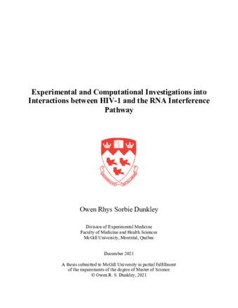 Experimental and Computational Investigations into interactions between HIV-1 and the RNA interference pathway thumbnail