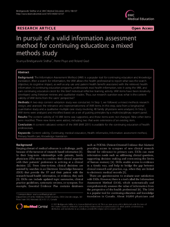 In pursuit of a valid Information Assessment Method for continuing education: a mixed methods study thumbnail