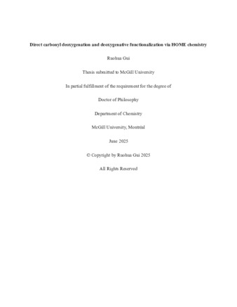 Direct carbonyl deoxygenation and deoxygenative functionalization via HOME chemistry thumbnail