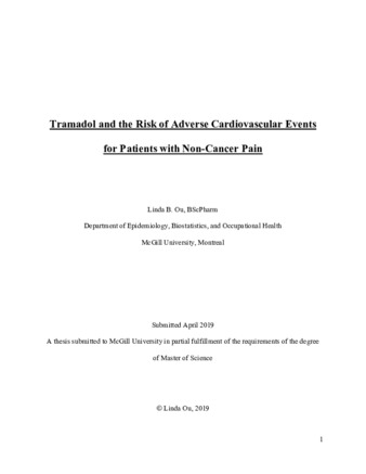 Tramadol and the risk of adverse cardiovascular events for patients with non-cancer pain thumbnail