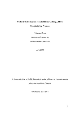 Productivity evaluation model of binder-jetting additive manufacturing processes thumbnail