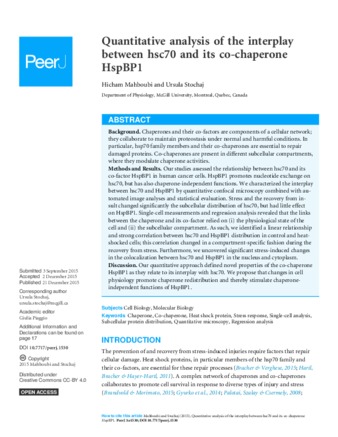 Quantitative analysis of the interplay between hsc70 and its co-chaperone HspBP1 thumbnail